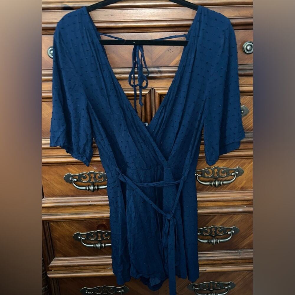 Mi Ami 100% Rayon Navy Blue Romper